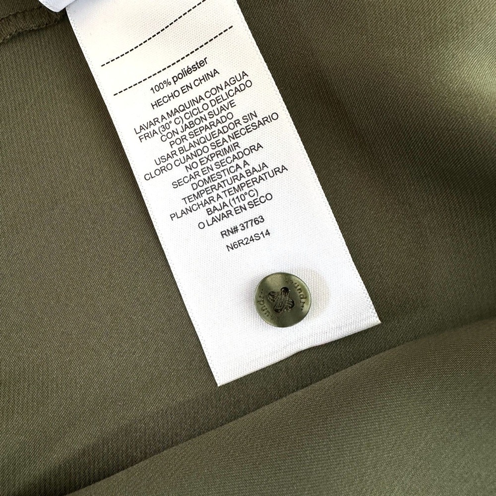 Laundry Shelli Segal Dress Women L Olive Green Lace Up Utility Roll Tab Slv NWOT - Picture 5 of 8